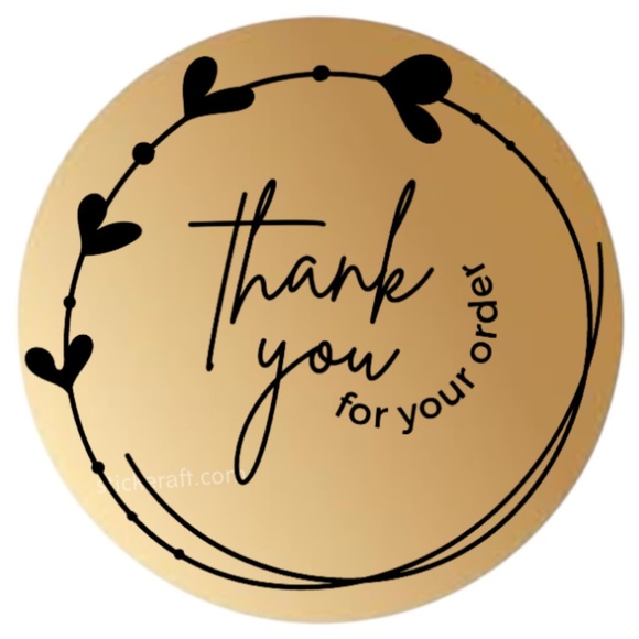 STICKERAFT Other - Pack of 100 Stickers 2in thank you for your order Stickers Packaging Supplies